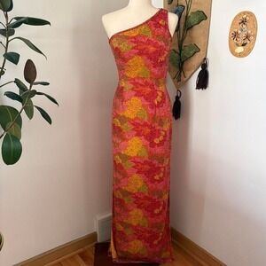 Beaded Watercolor Floral Strappy Dress